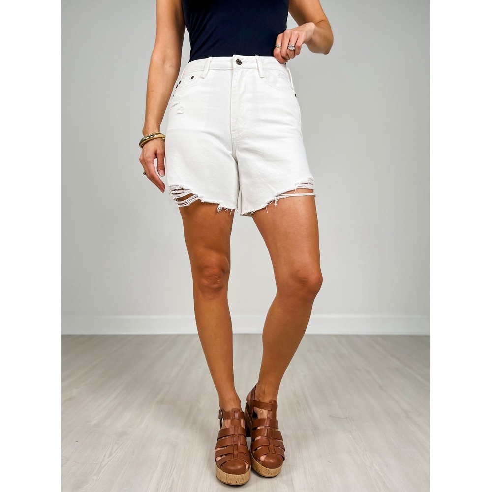 NWT Judy Blue White Distressed Rigid Front Stretch Denim Shorts 3XL JB150264